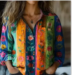 Women's Long Shirt Summer European And American Trendy Long-sleeve - Cd4566Ut-4Xl