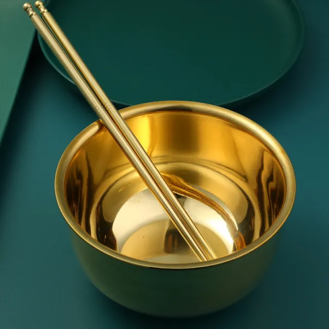 Korean Style Pure Copper Frosted Brushed Thickened Anti Scalding Rice Bowl Korean Brass Bowl - Shop at LoveMi