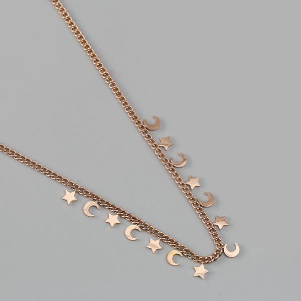 Personalized Star Moon Titanium Steel Necklace Collar Chain