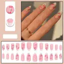 Cherry French Almond-Shape Removable Nail Tips Set Long Lasting Delicate And Girly Style view 5