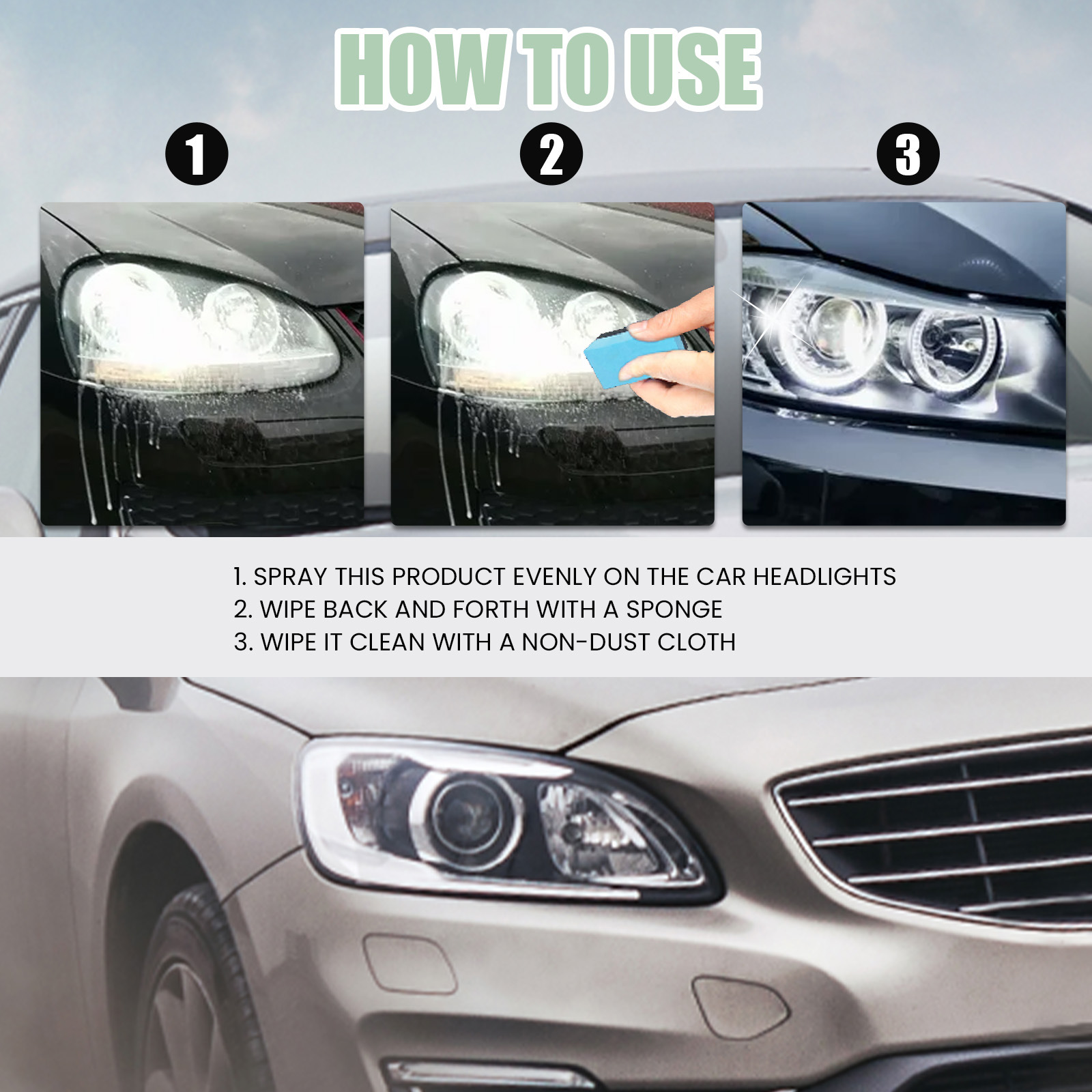 Title 3, Car Headlight Repairing Liquid Brightening Plat...