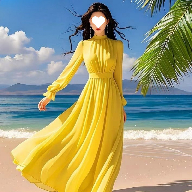 French Style Soft Waist Cinching Flattering Maxi Dress