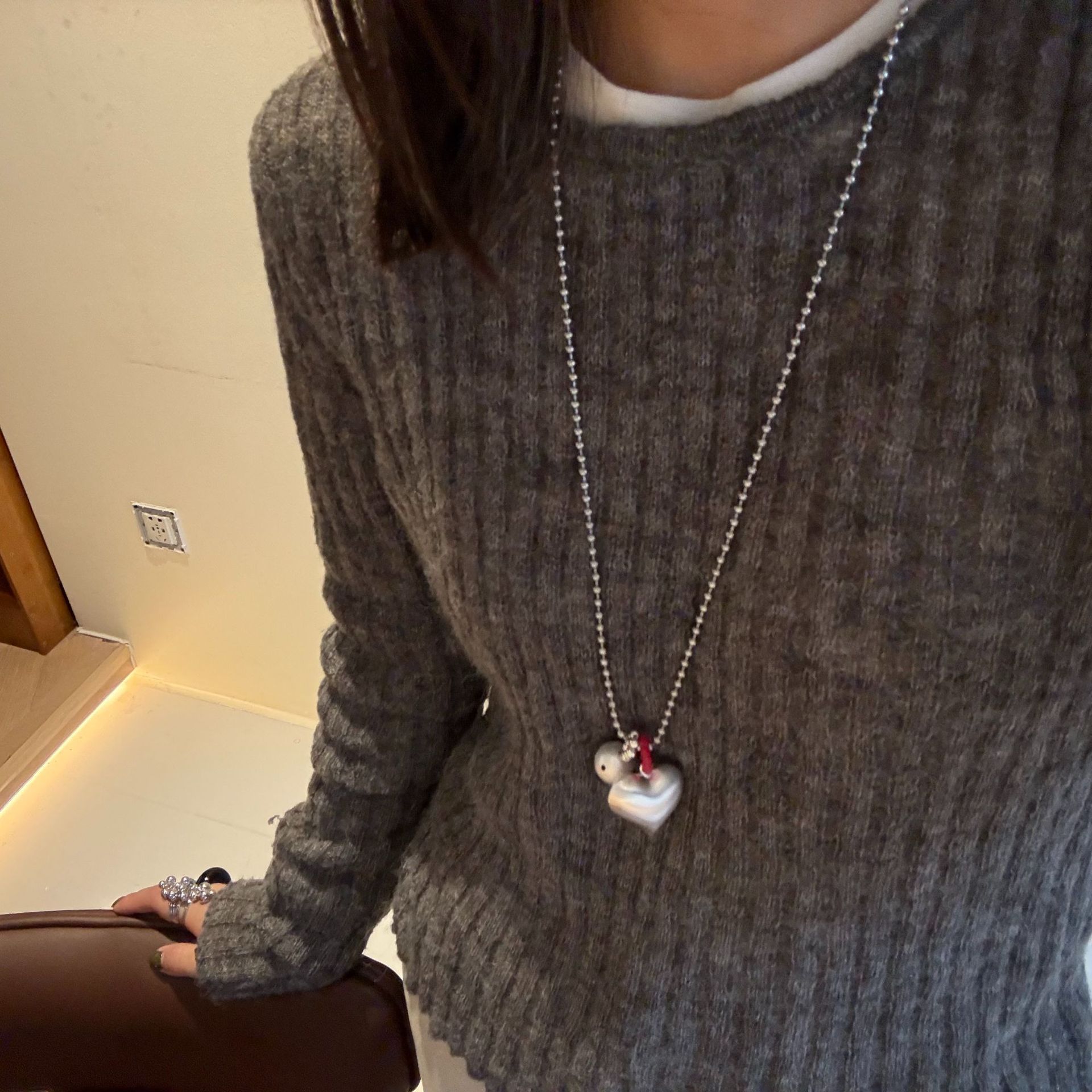Cooperized Silver Brushed Heart Necklace