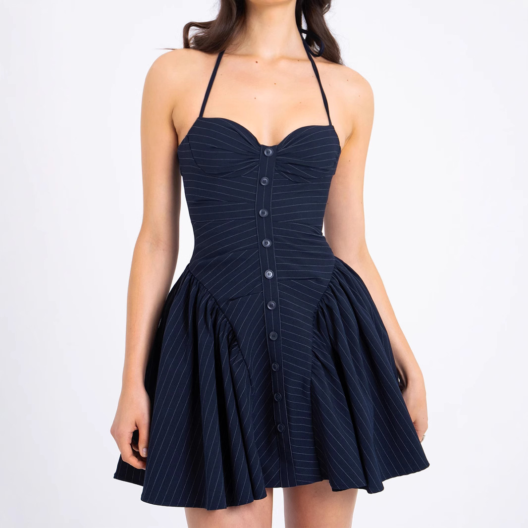 Fitted Waist Backless Dress Female Minority Female
