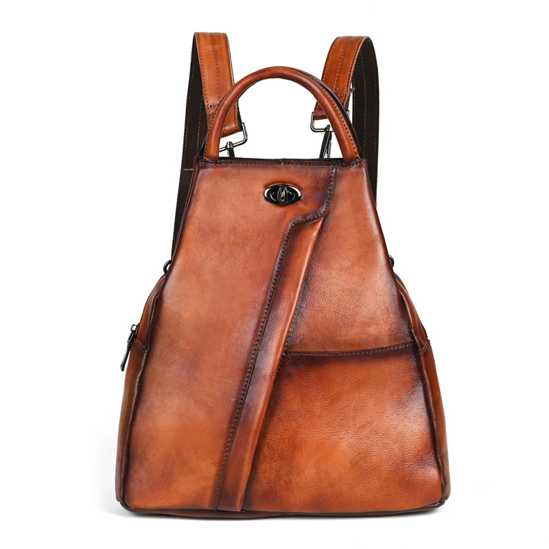 Sac à dos vintage de grande capacité en cuir de vachette pleine fleur – Image 2