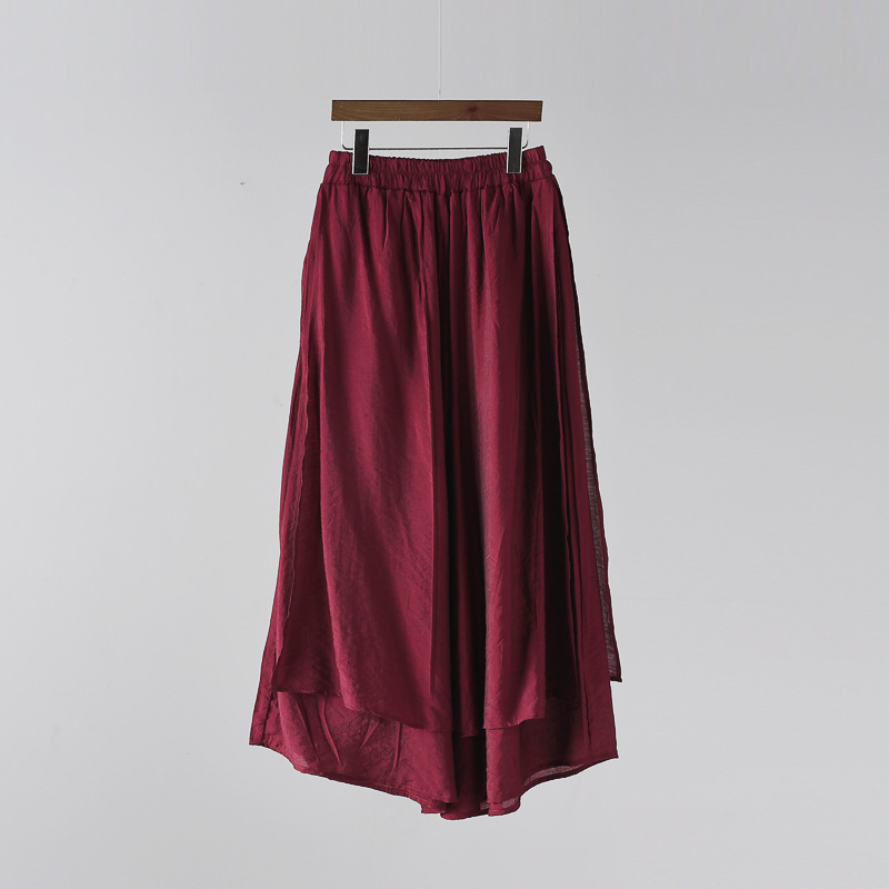 Artistic Retro Pure Color All matching Comfortable Fairy Cropped Pants Wine - Shop at LoveMi