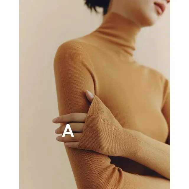 French Style Black Pile Collar Turtleneck Wool Sweater Yellow - Shop at LoveMi