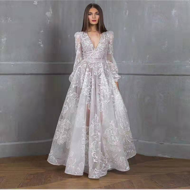 European And American Women's Clothing Beaded Dress Lace Embroidery White - Shop at LoveMi