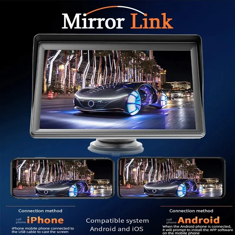 Car Display 7-inch Multimedia Support Wireless Carplay