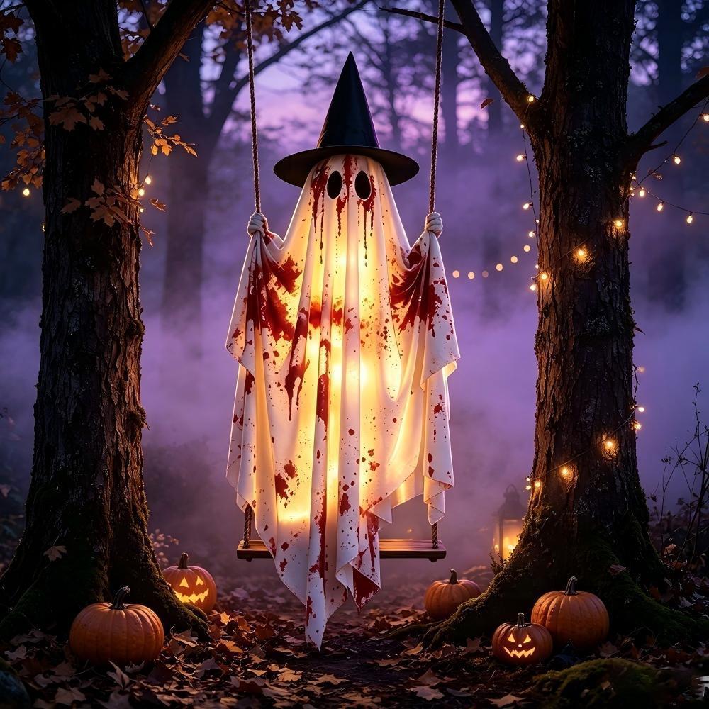 Witch Swing Ghost Ornament, picture 2 of 2