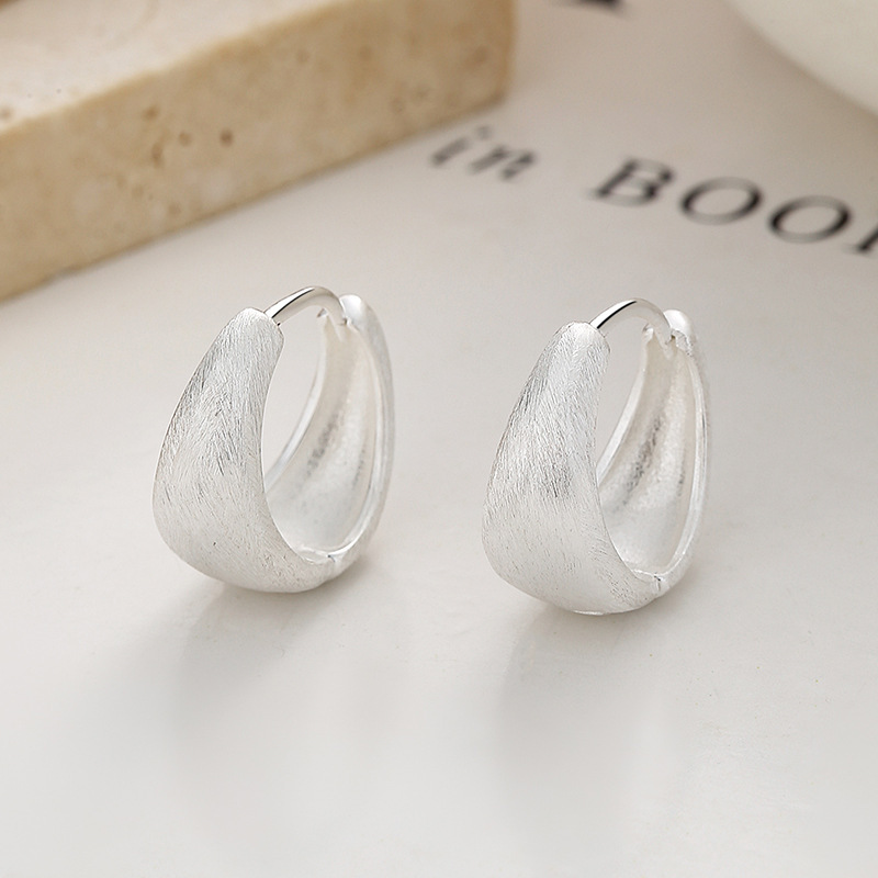 Brushed Silver Stud Earrings For Women