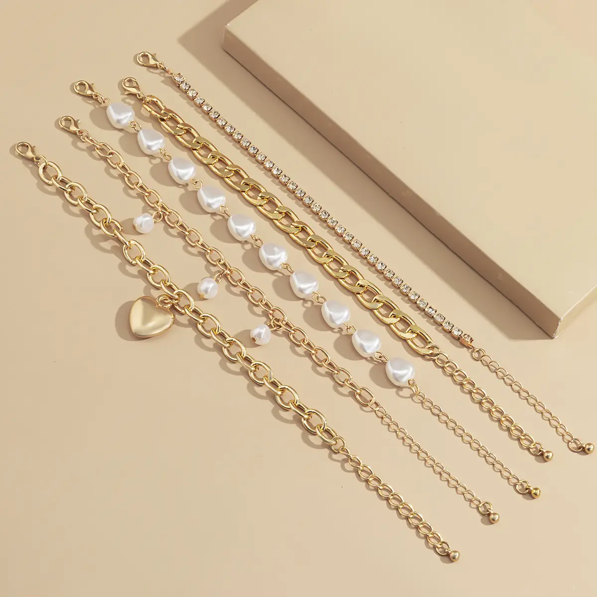 Complex Cuban Bracelet Women's Micro-inlaid Love Bracelet Suit