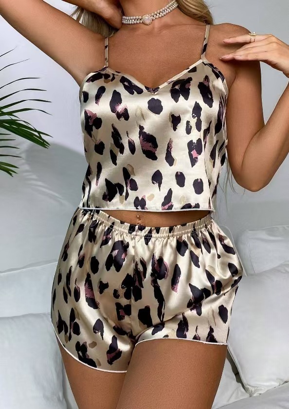 Leopard Print Camisole Pajama Set For Women - Image 7