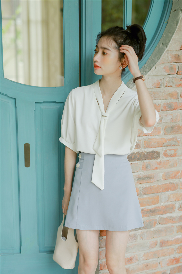 Title 2, Solid color high waist short skirt for women. A...