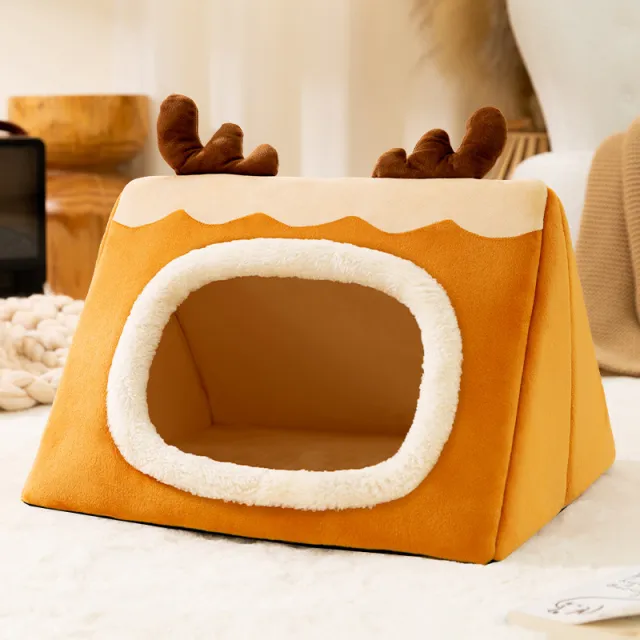 Autumn And Winter Cat Triangle Christmas Elk Warm Nest Triangle Elk Nest - Shop at LoveMi