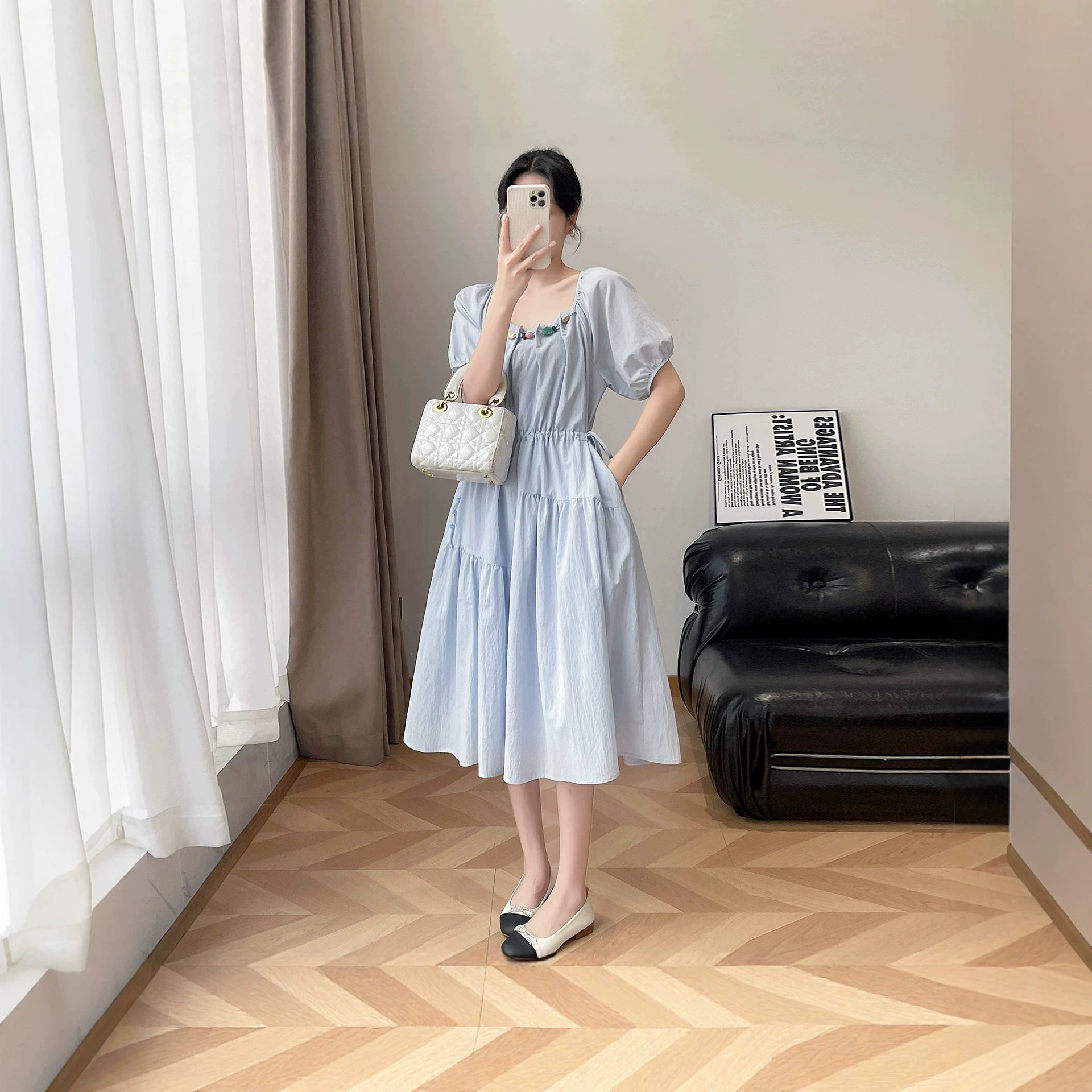 French Sweet Puff Sleeve Dress Women