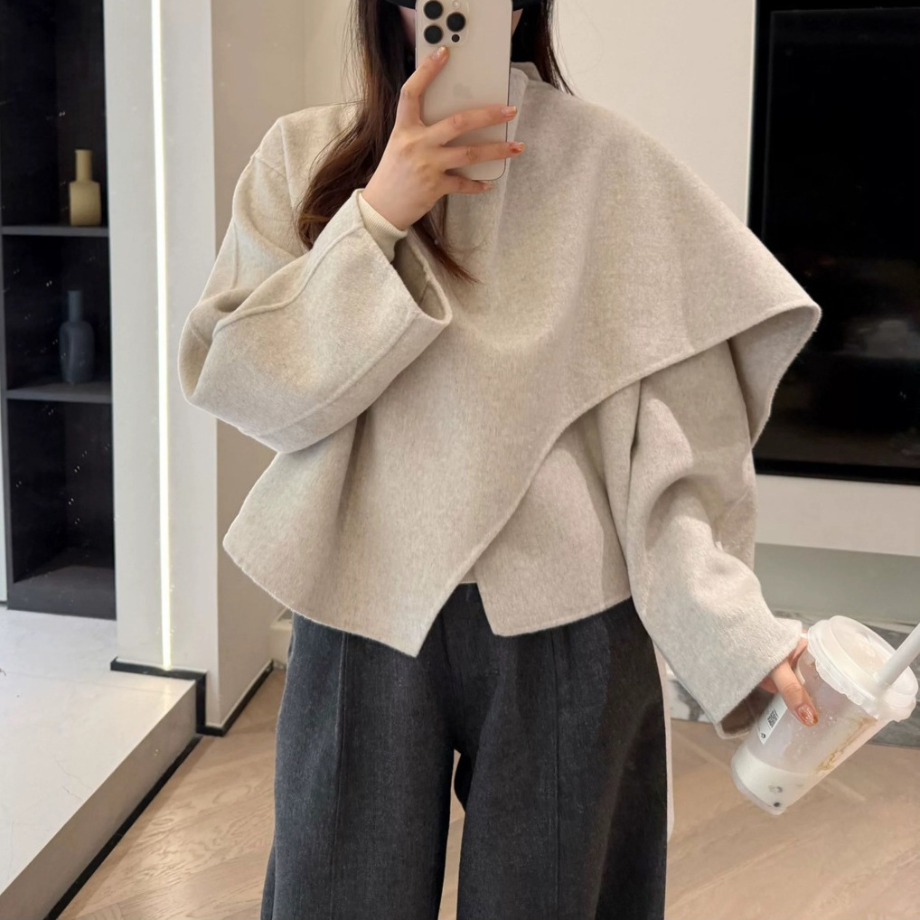 Wool Scarf-collar Cloak Coat For Women product image