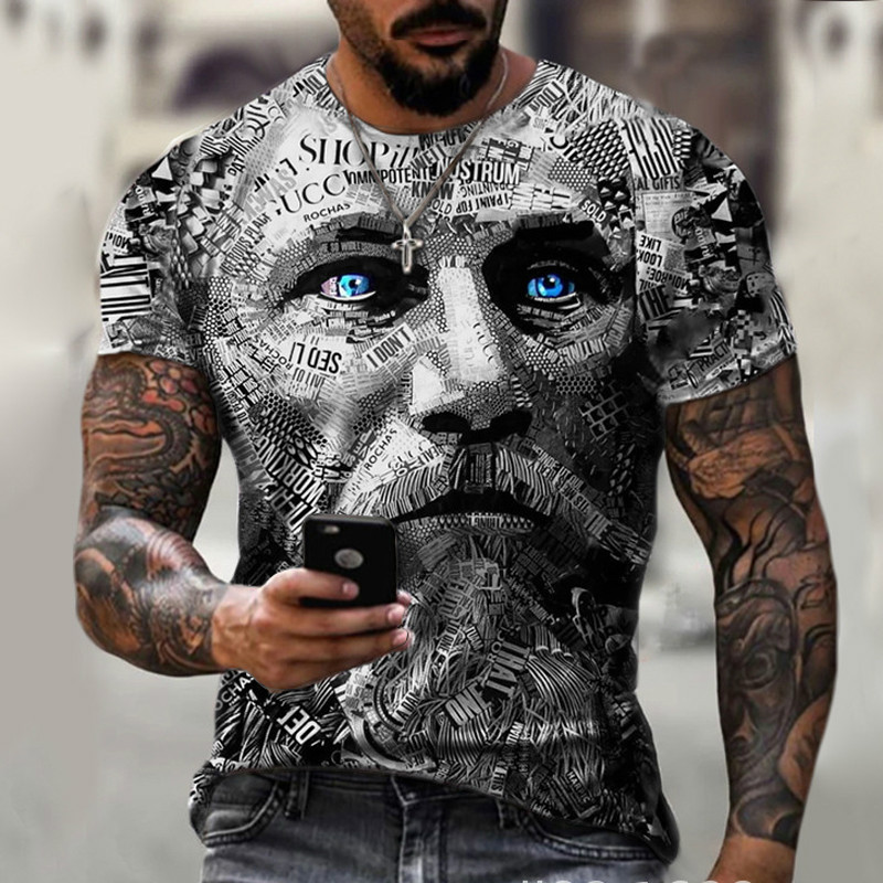 Men's Casual Slim-Fit Top Fashionable 3D Printed Men's Clothing
