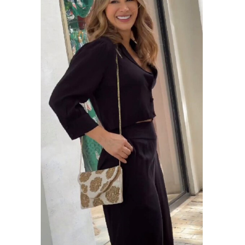 Suit Short Top Wide Leg Pants Women's Suit