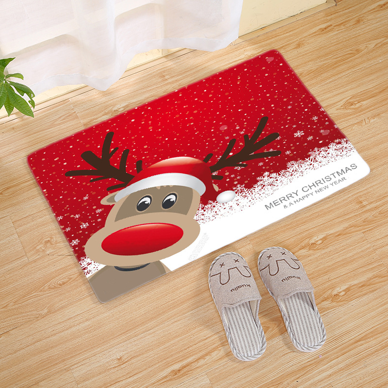 Flannel Christmas Door Mat Bathroom Non-slip Mat Toilet Floor Mat Bedroom Living Room Carpet Wholesale