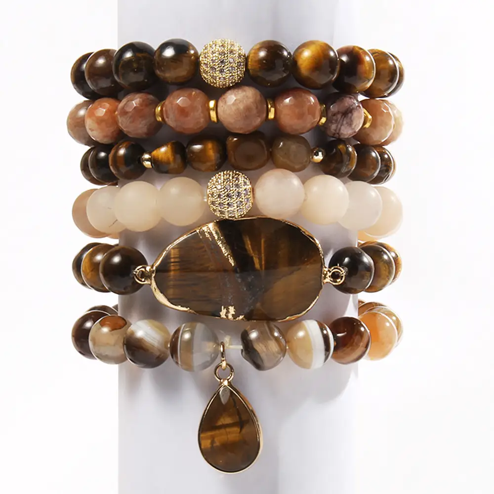 Women's Glass Beaded Stretch Stack Bracelet Set