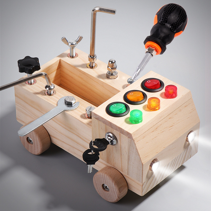 Children's Wooden Early Education Switch Screw Tool Car Educational Toy