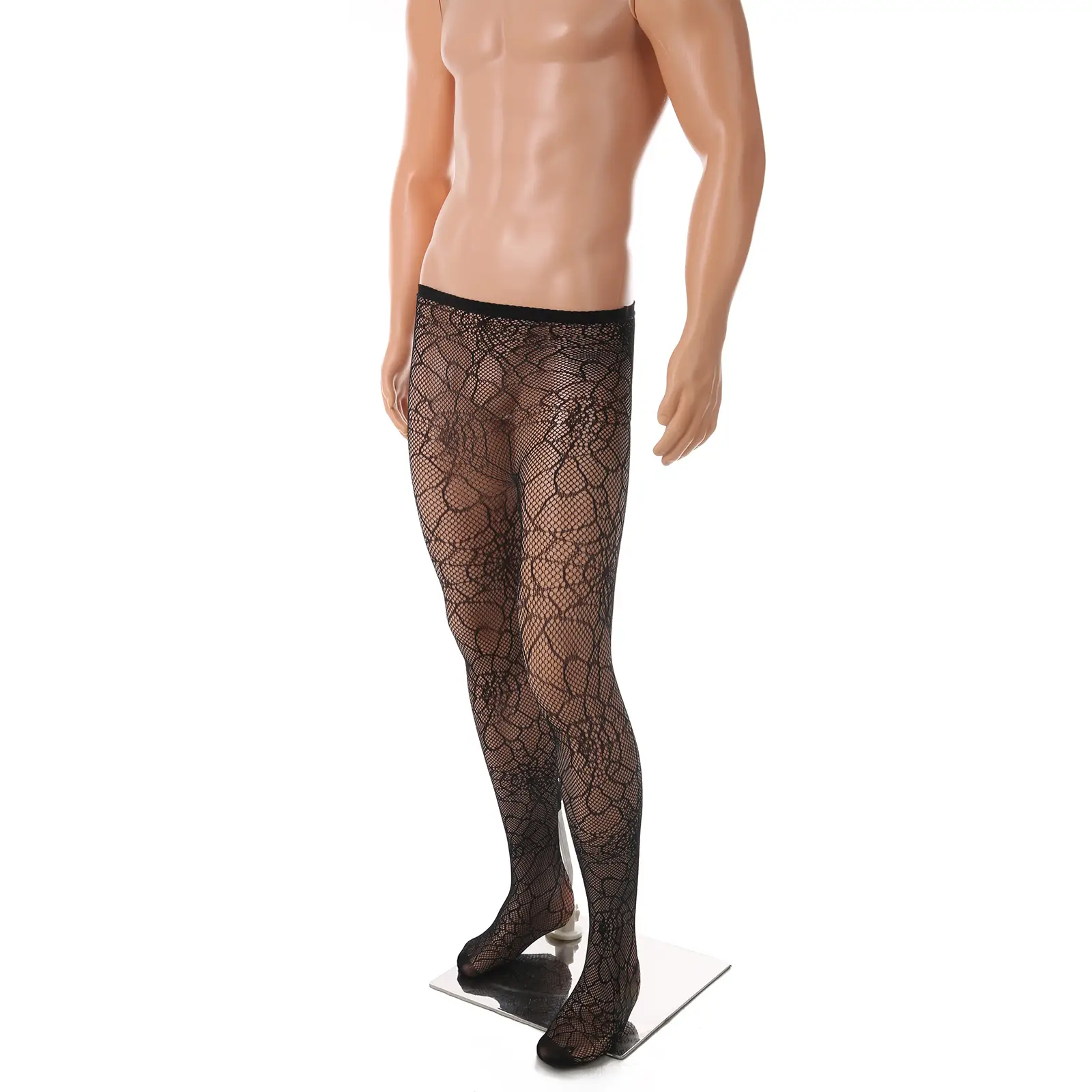 Men's Sexy Fishnet Lace Mesh Pantyhose High Stretch