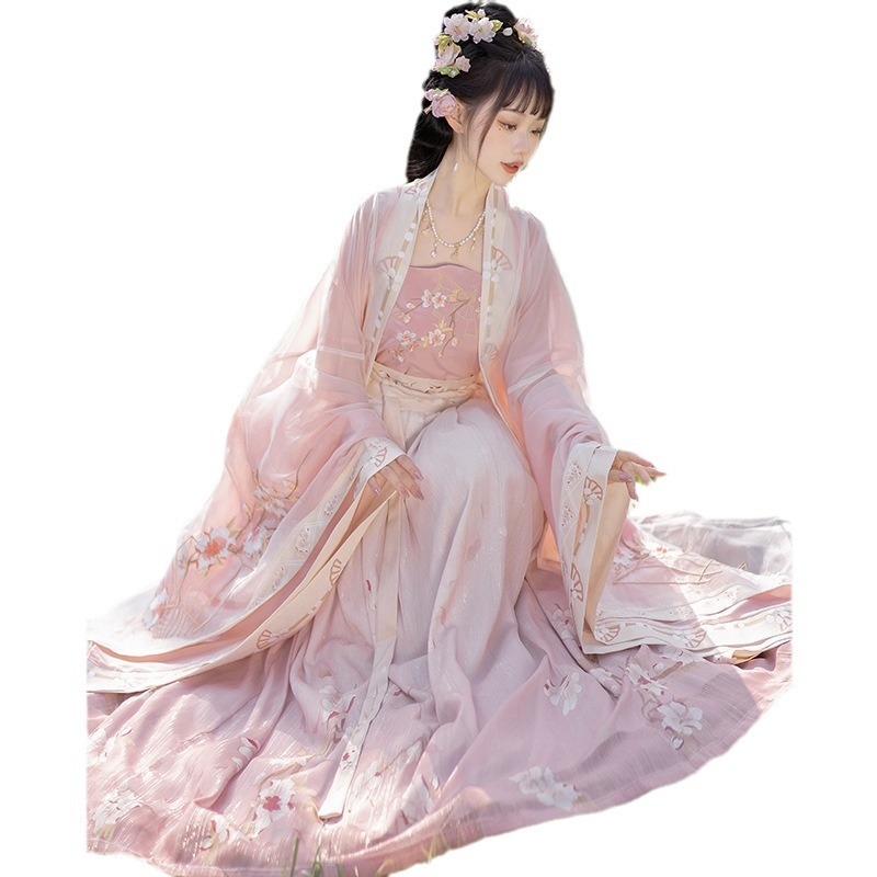 New Gradient Embroidered Chinese Traditional Han Clothing Pleated Skirt Hanfu