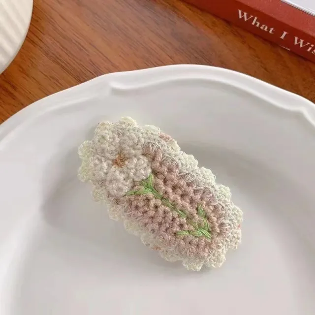 Versatile Knitted Yarn Sweet Flower Hair Clip Style5 - Shop at LoveMi
