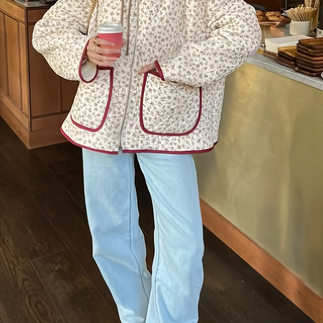 Womens Classic Loose-Fit Zip-Up Jacket