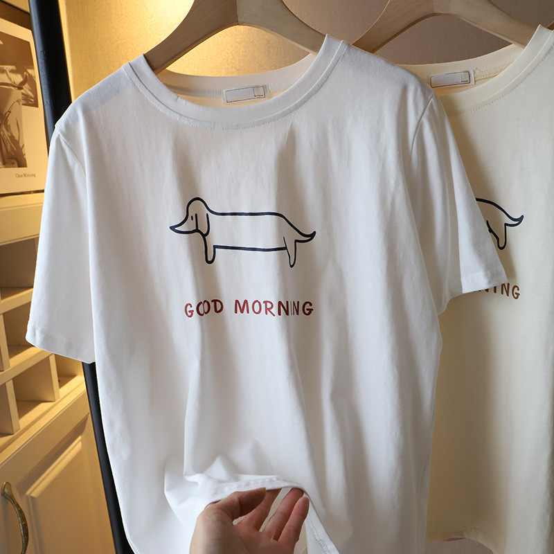 Puppy Printed Loose Short-sleeved T-shirt Casual Casual Top