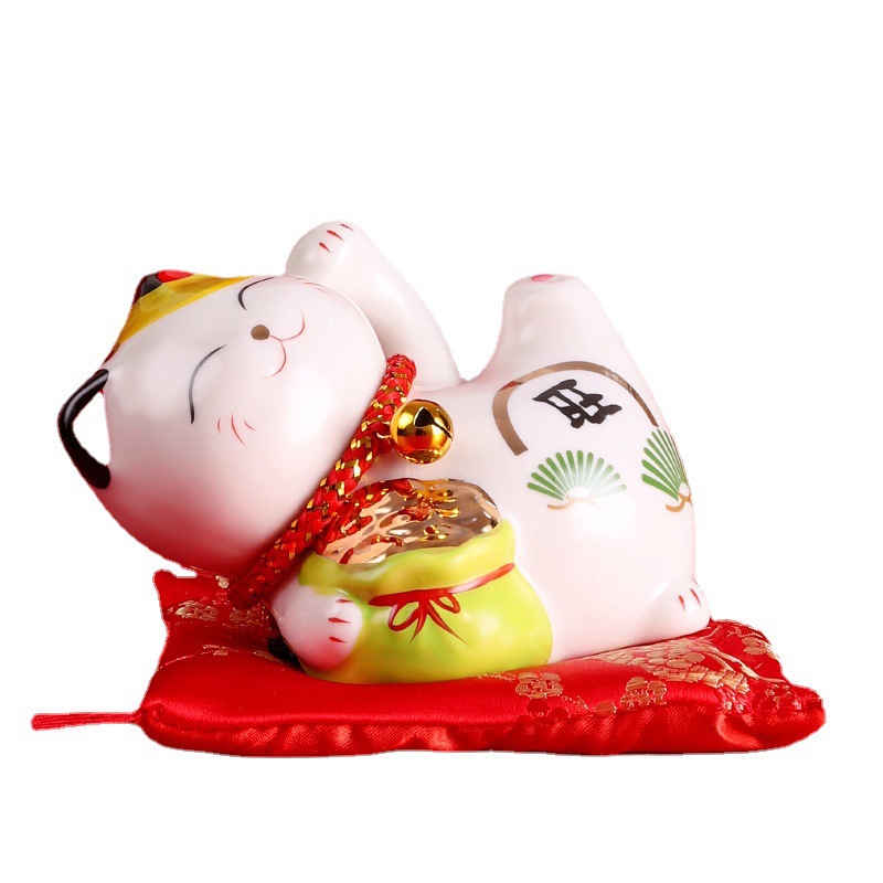 Modern Ceramic Lucky Cat Ornament - 4-Inch Fortune Figurine