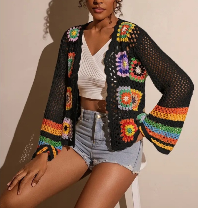 Hand-Crocheted Knitted Cardigan for Women
