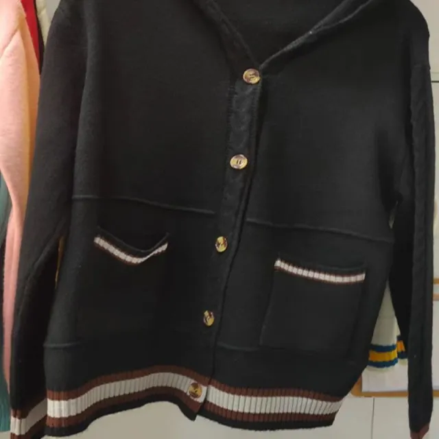 Hooded Knit Cardigan Sweater Coat For Women Black 2 - Shop at LoveMi