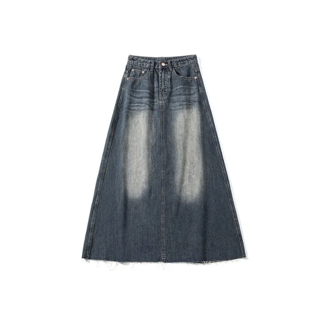 Women's Multi colored Rough Edges Denim Skirt Retro - Shop at LoveMi