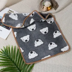 Four Seasons Blanket Thermal Coral Fleece Paw Print Dogs And Cats - White Bear Head - View 1