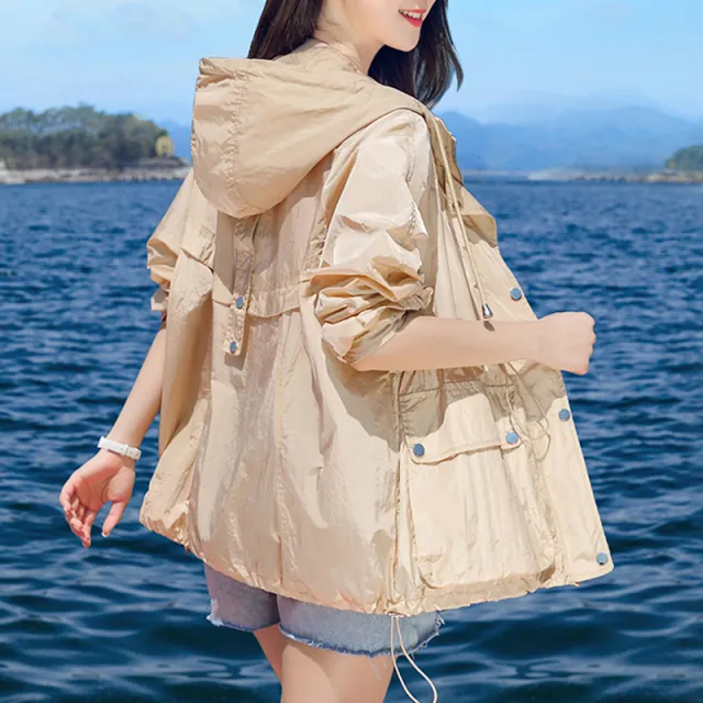 Women's Plus Size Fashion Sun Protection Jacket Lotus Root Starch M - Shop at LoveMi