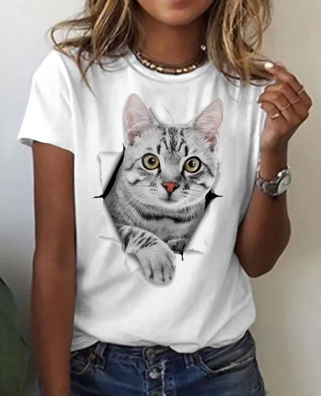 Animal Series Digital 3D Printing Men's And Women's Short sleeved T shirt Top Lttx258 - Shop at LoveMi