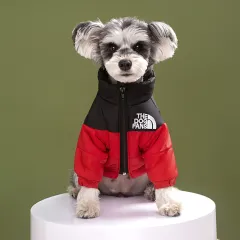 Pet Clothes Trendy Brand Dog Face Cotton Clothes Windproof And Rainproof Shell Jacket - Red - View 1