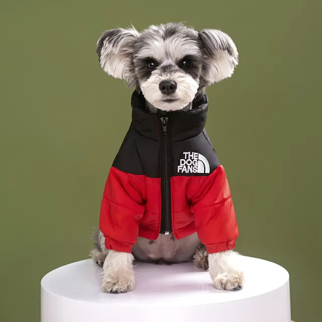Pet Clothes Trendy Brand Dog Face Cotton Clothes Windproof And Rainproof Shell Jacket Red - Shop at LoveMi