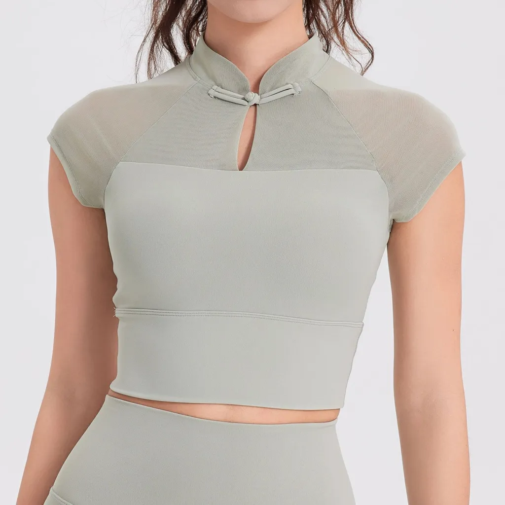 Quick-dry Casual T-shirt Slim-fit Yoga Wear Workout Top - Laurel Leaf Green