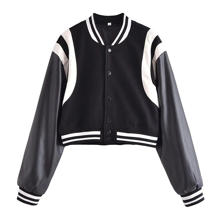 Title 1, Baseball Jacke im American Retro-Stil, Wolle-PU...