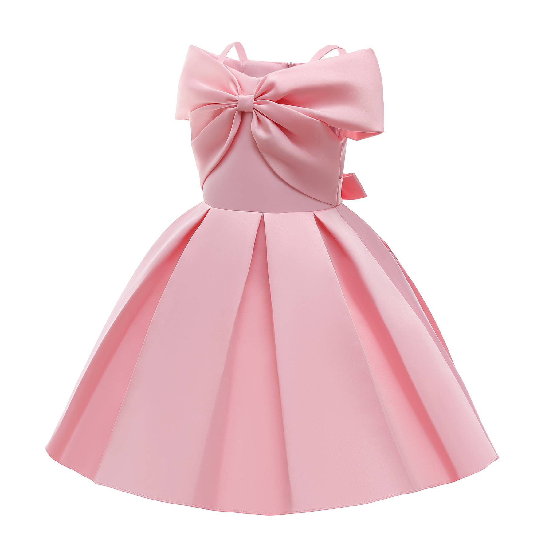 Children's Pink Summer Dress With Suspenders Fashionable Princess Dress Children's Full Dress - Image 4