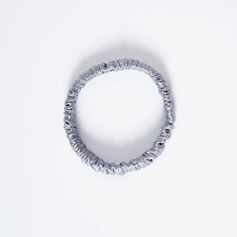 Silk Fine Hair Band Multicolour Does Not Hurt Hair Elastic Hair Band - Metallic Grey