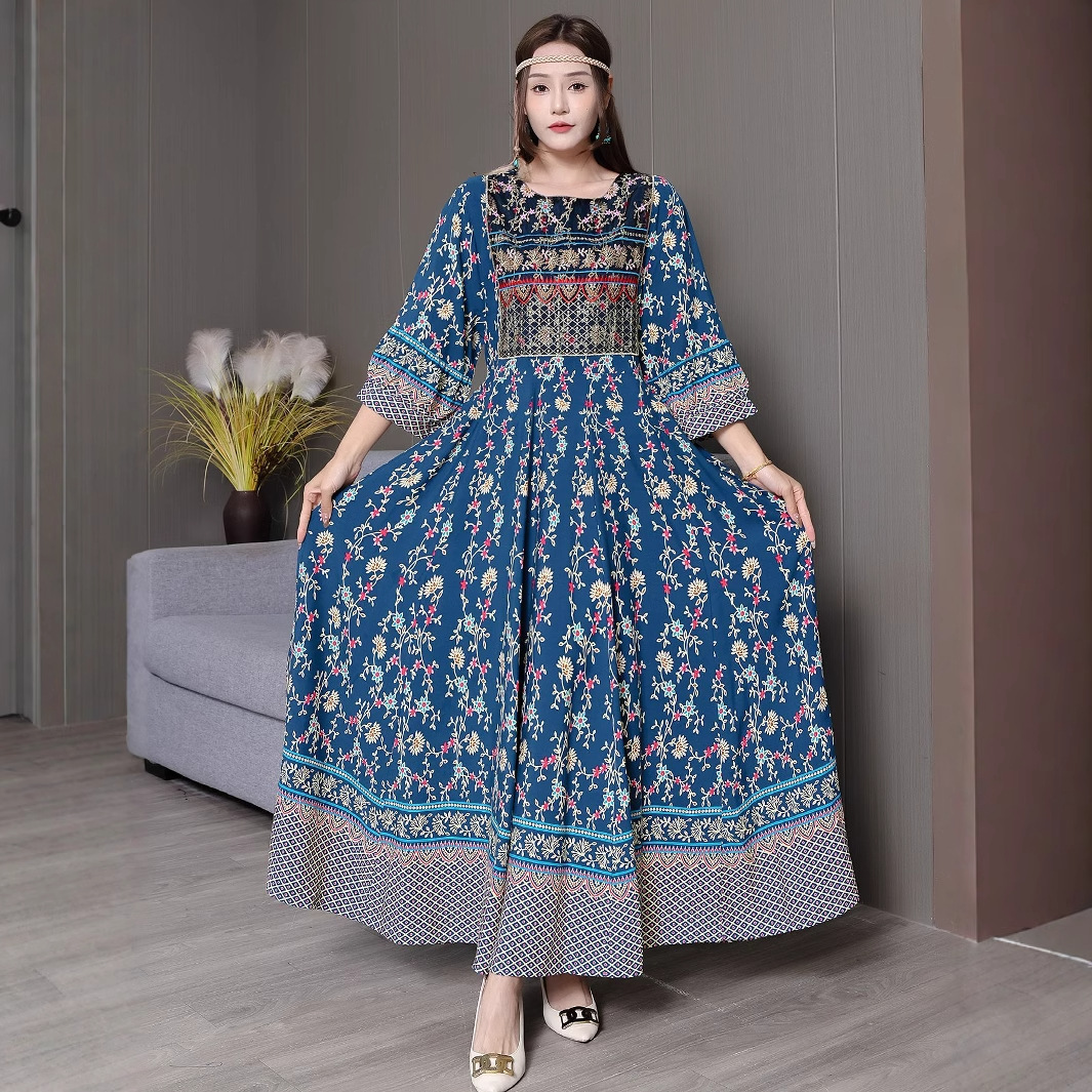Artistic Retro Bohemian Style Dress Women