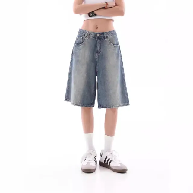 Women's High Street Gradient Retro Denim Shorts Blue - Shop at LoveMi