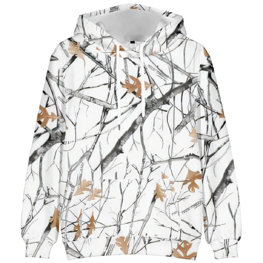 European And American Autumn And Winter Leaf Pattern Drop Shoulder Hooded Sweater - 2 Style