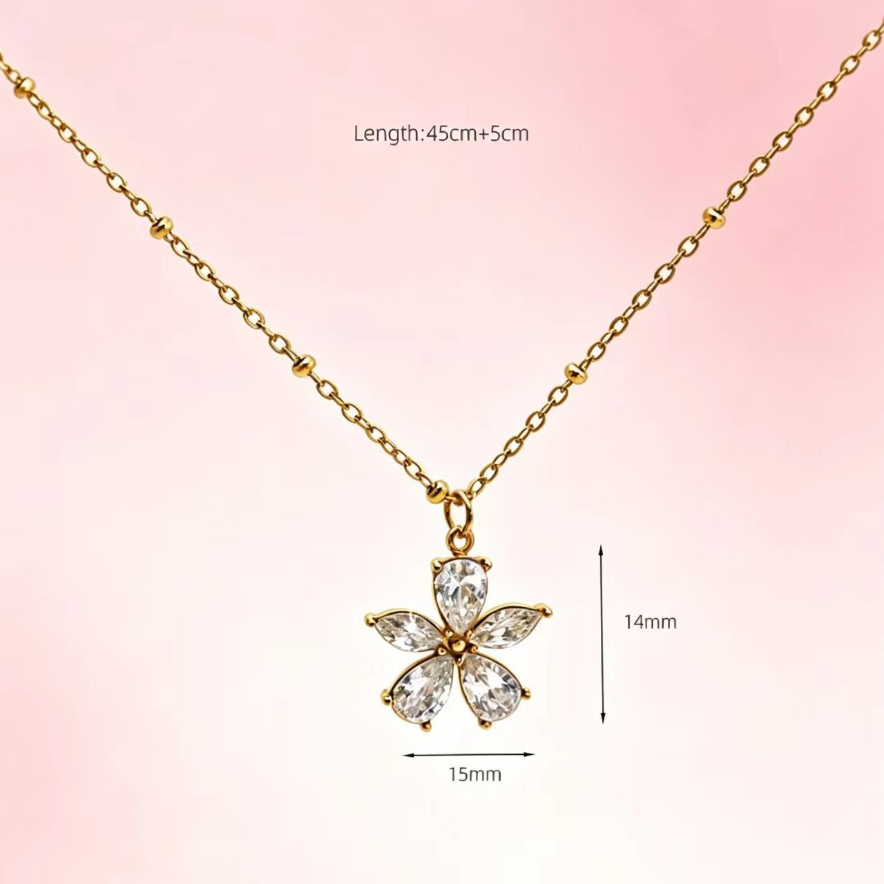 Golden Flower Pendant Necklace For Women