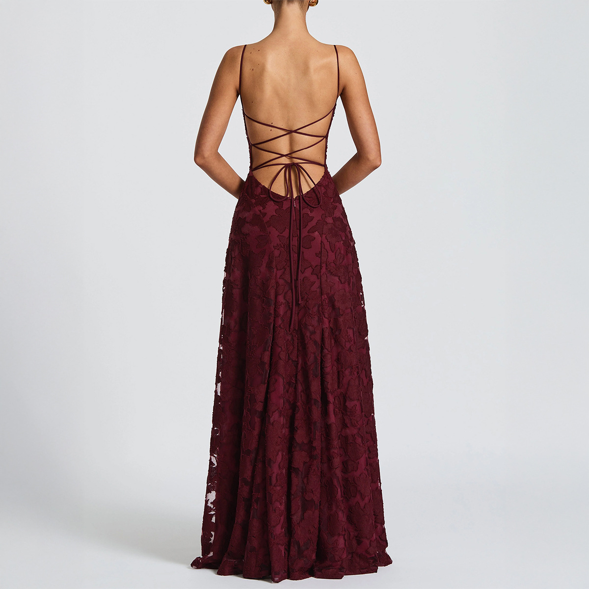 Elegant And Sophisticated Strap A line Maxi Dress For Women Western Style Wine - Shop at LoveMi