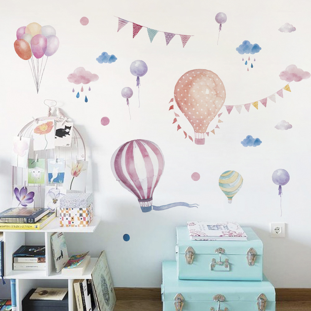 Title 4, Hot air balloon wall stickers girl style decora...